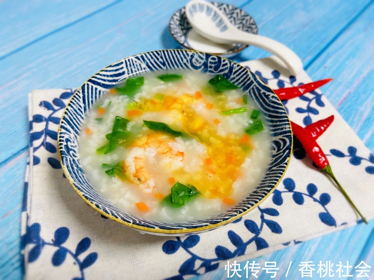 大虾|蔬菜虾仁粥，美味健康，简单好做