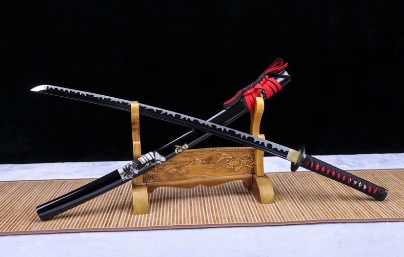 武士刀|烤黑推磨武士刀-忍者，弹簧钢手工锻造烤黑工艺