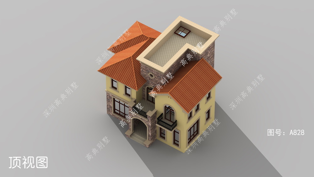 住房|带堂屋的欧式别墅，适应不同家庭住房需要，建筑立面很简单。