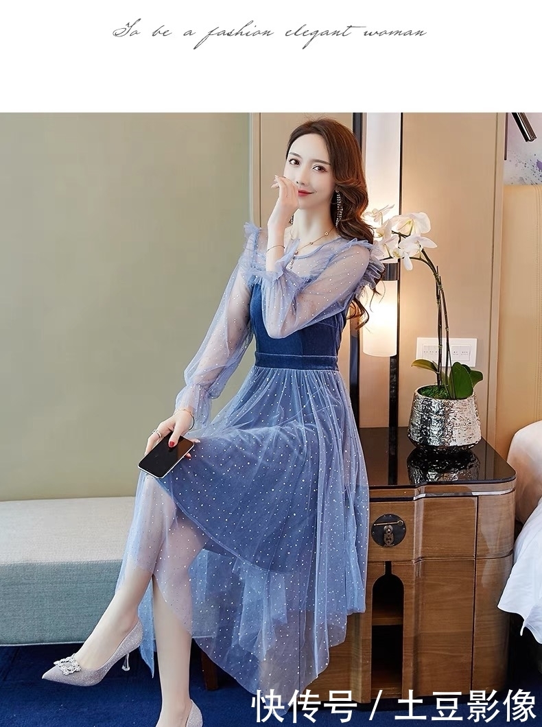 连衣裙:浪漫的网纱设计,走路时都自带性感的仙女气息