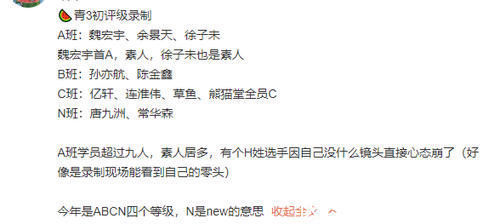 青3初評級分組，H姓成員沒鏡頭崩潰，A組成員素人居多引爭議