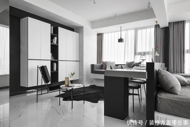 居室|62平黑白灰简约风一居室,看似简单,实则韵味无穷