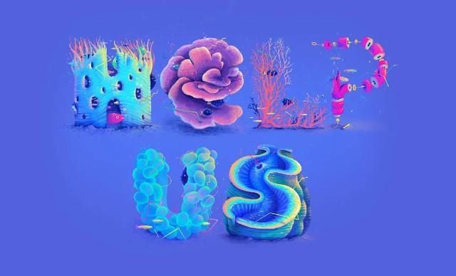  创意|用海底生物结合字母创意十足