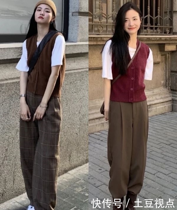 针织马甲别乱穿,教你3个韩里韩气的叠穿方案,轻松当个时髦精
