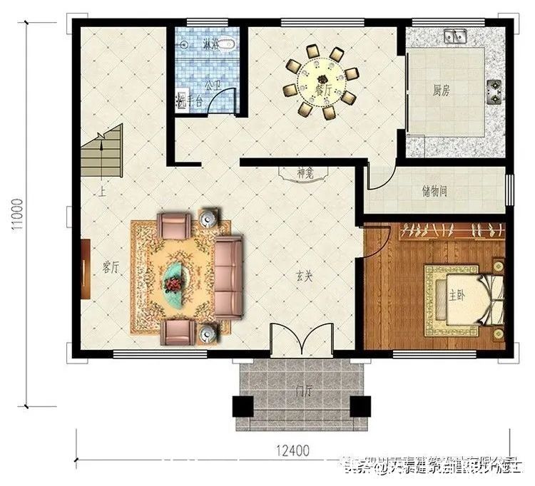 露台|四川自贡三层欧式别墅带大露台设计 乡村小洋房 农村建房施工图