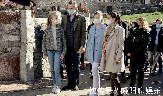 二公主 西班牙莱后母女三人首穿秋冬装!二公主蓝大衣太美,大公主显老气