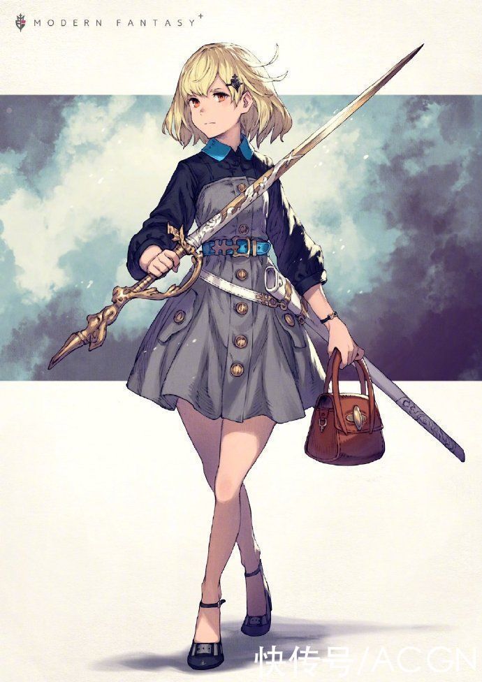 近战武器|这位画师笔下的JK小姐姐太帅了,一手拿书包,一手拿武器