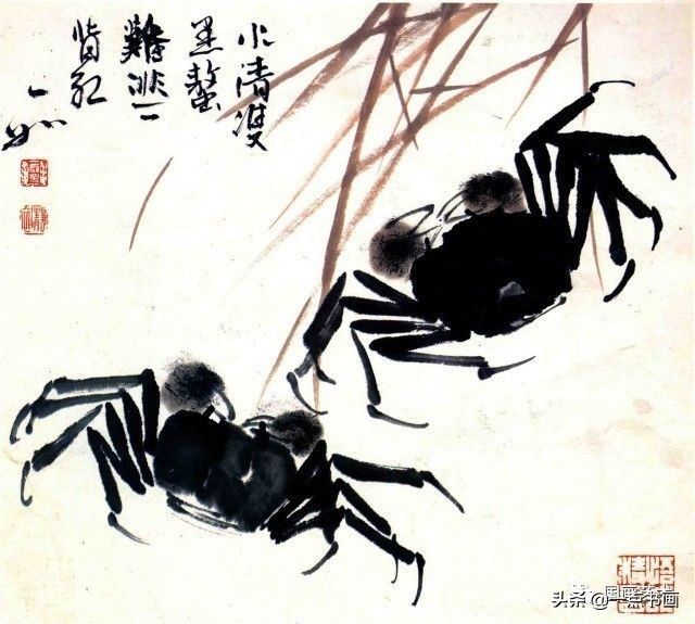 浓墨@写意鱼虫作品基本画法