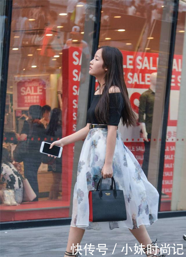 效果|街拍:一米六如何穿出一米七的效果, 高腰裙搭配细高跟, 显气质优雅