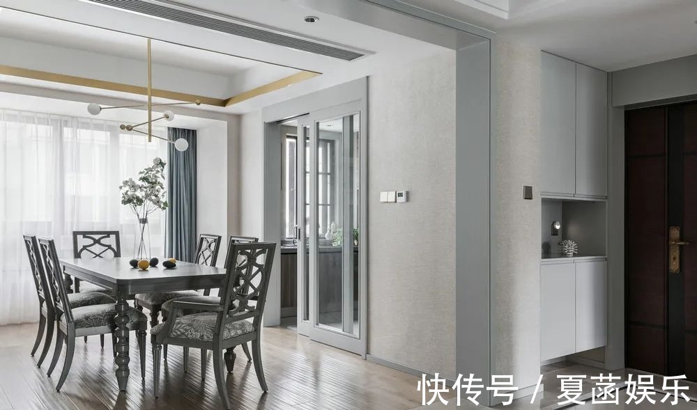 灰色调|178㎡现代美式,当美式遇上高级灰,营造简约华丽的美