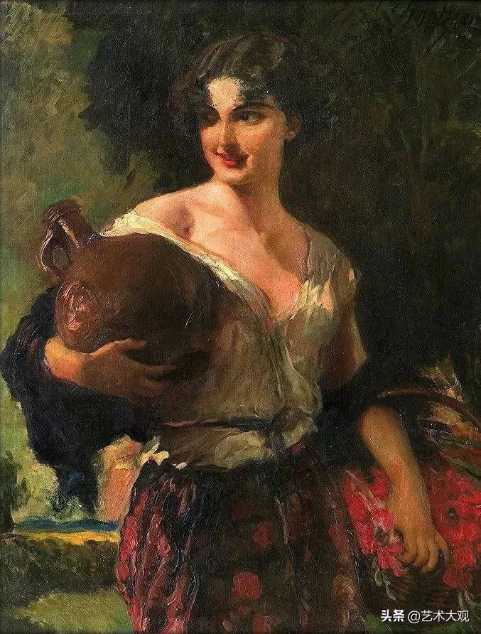 欧洲&风韵迷人的欧洲女郎德国画家利奥波德人物油画欣赏