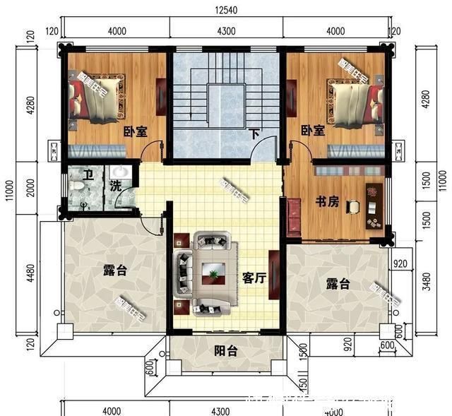 两厅|室内带堂屋设计，一二层都有厨房的农村别墅，适合两兄弟