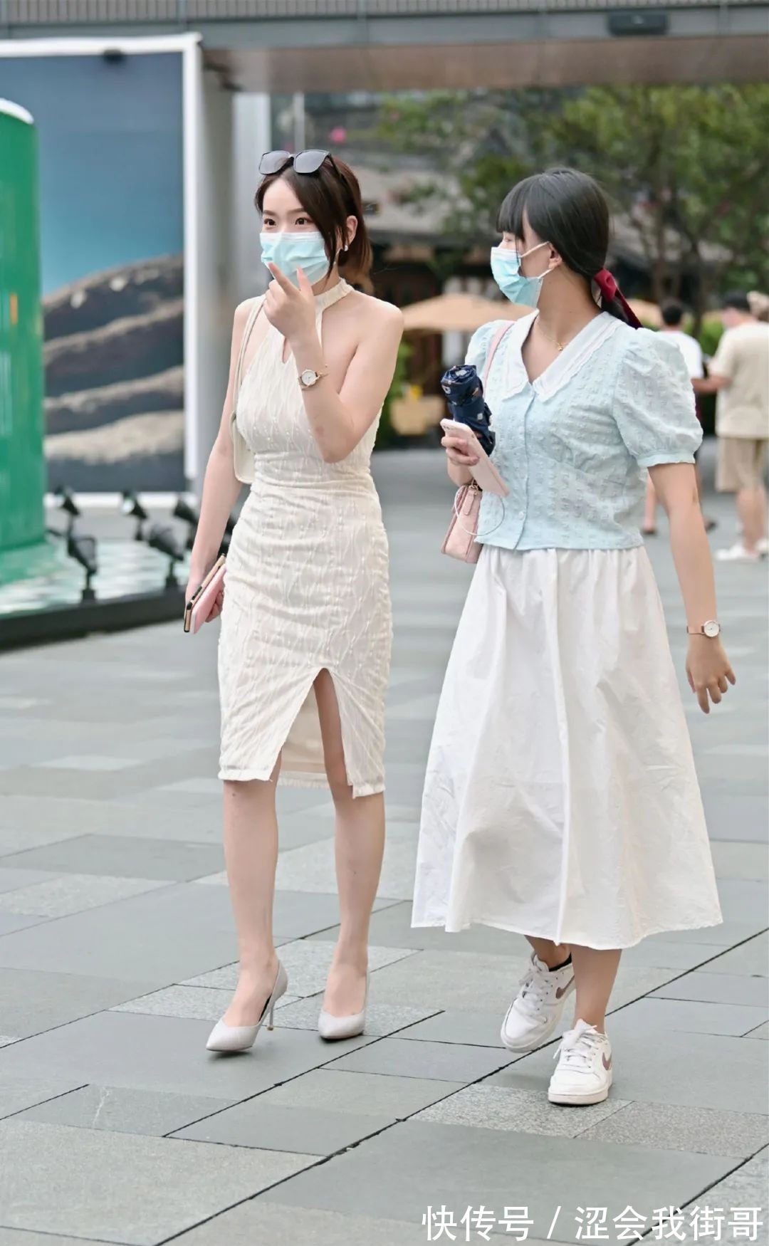 美女 街拍美女:穿白衣的时尚女生