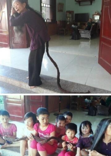 老奶奶|84岁农村老奶奶,25年不剪头发,头发变成了一根“蛇”