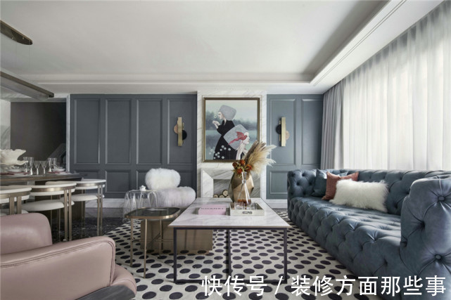 法式风|458平?法式风别墅设计，经典图案的黑白元素，点燃了空间氛围