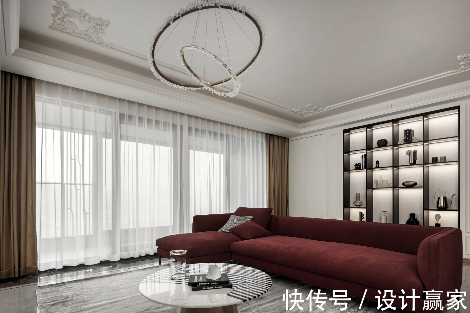 欧式|161㎡精致优雅四居，浪漫酒红+轻奢金，演绎欧式文艺范