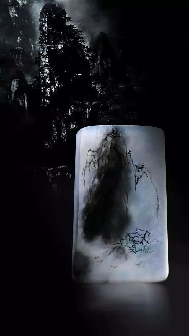 黑与白|翡翠玉雕中的水墨画,这样的意境翡翠你肯定没有见过!