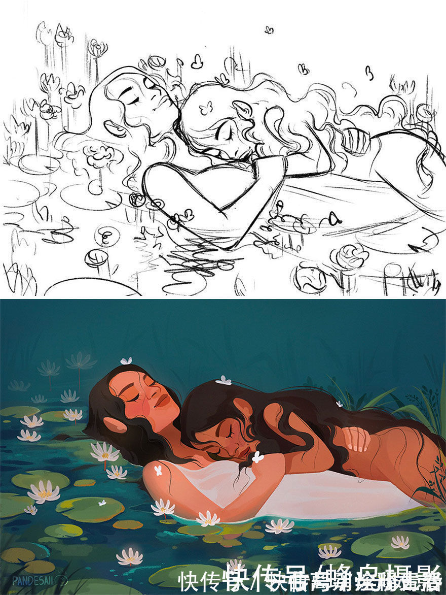 艺术家们@27个初稿与成品对比照,前后差距太大,网友:这是同一副画吗