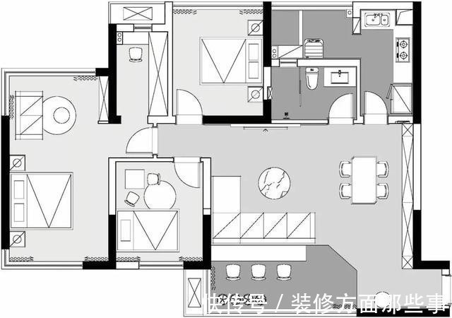 卧室|117平现代风三居室，把书房塞进客厅、把电视放过道