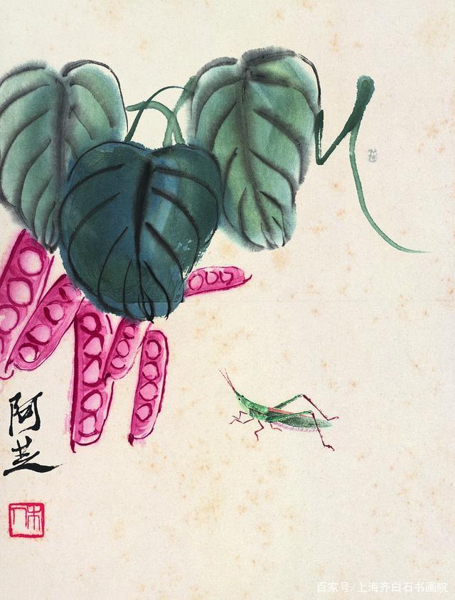 胡沁园|齐白石美术纪念馆签约画家、少白汤发周说,齐白石卖画小技巧,凡画草虫必加钱