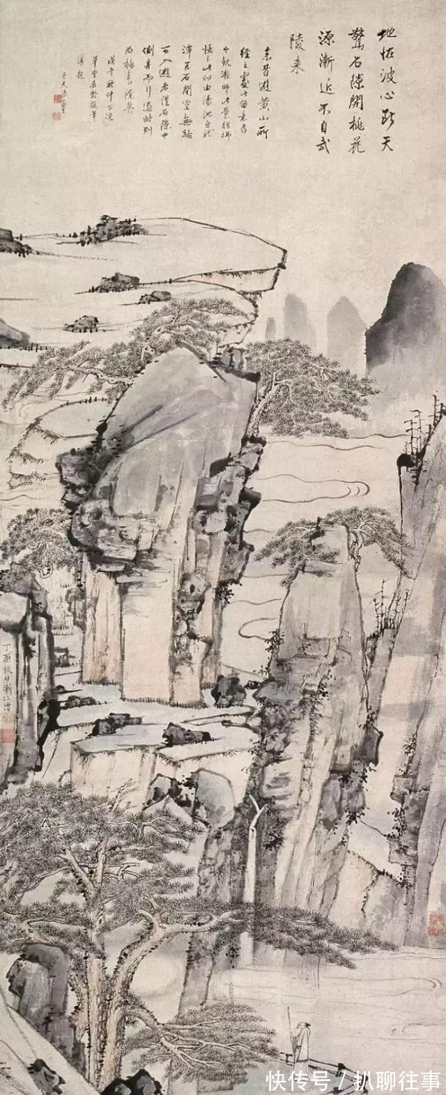 西岩松雪图@清初四大画僧笔下的意境山水,不只是养眼