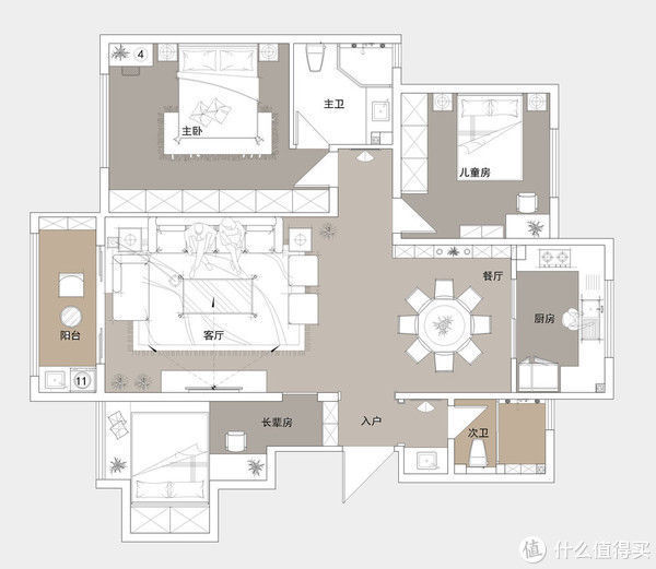 轻奢|闺蜜的130平米新家，装现代轻奢风格，单一个沙发墙就把我迷住了