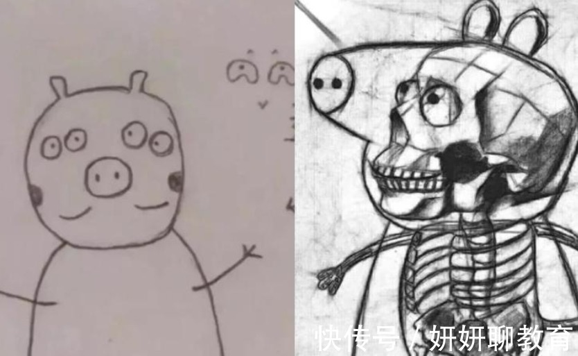 连身体&普通学生VS美术生的画，画风完全不同，对比起来过于真实扎心