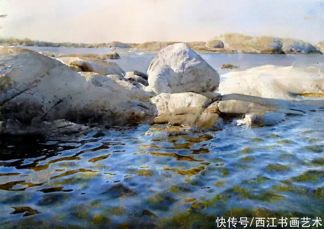 水彩画家$这位瑞典水彩画家把海边的石头质感画得好极了