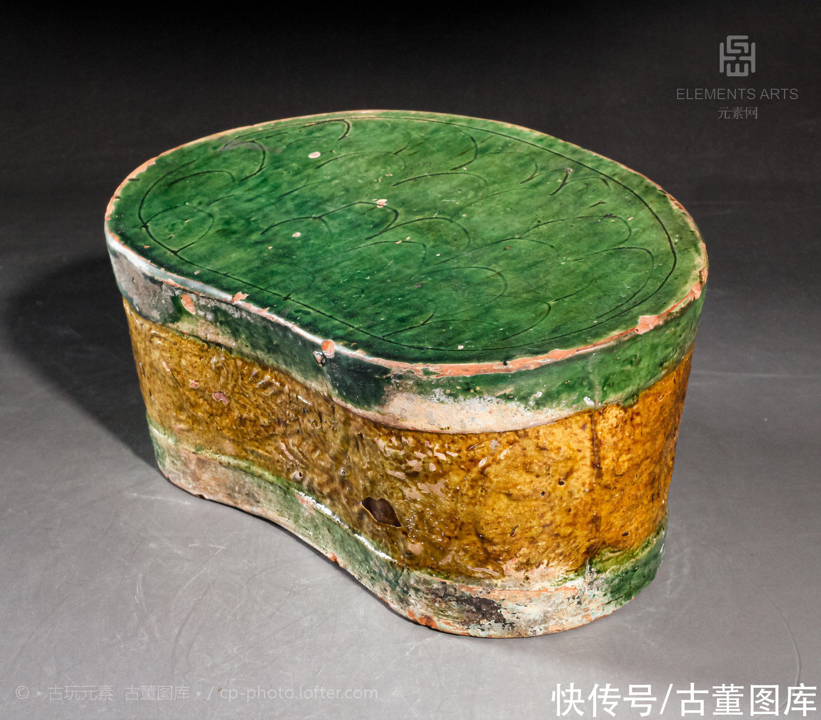  三彩|宋磁州窑三彩腰形枕