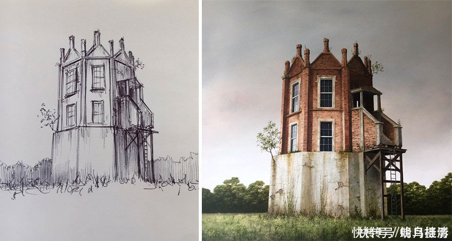 初稿|27个初稿与成品对比照,前后差距太大,网友:这是同一副画吗