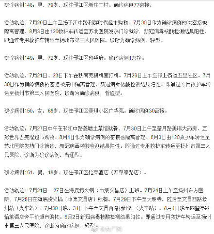 详情|江苏扬州36例确诊病例行程轨迹详情公布