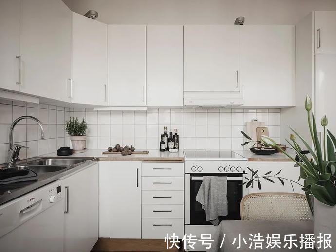 厨房|灵感家65㎡一室一厅,转角客厅和厨房简直美哭我