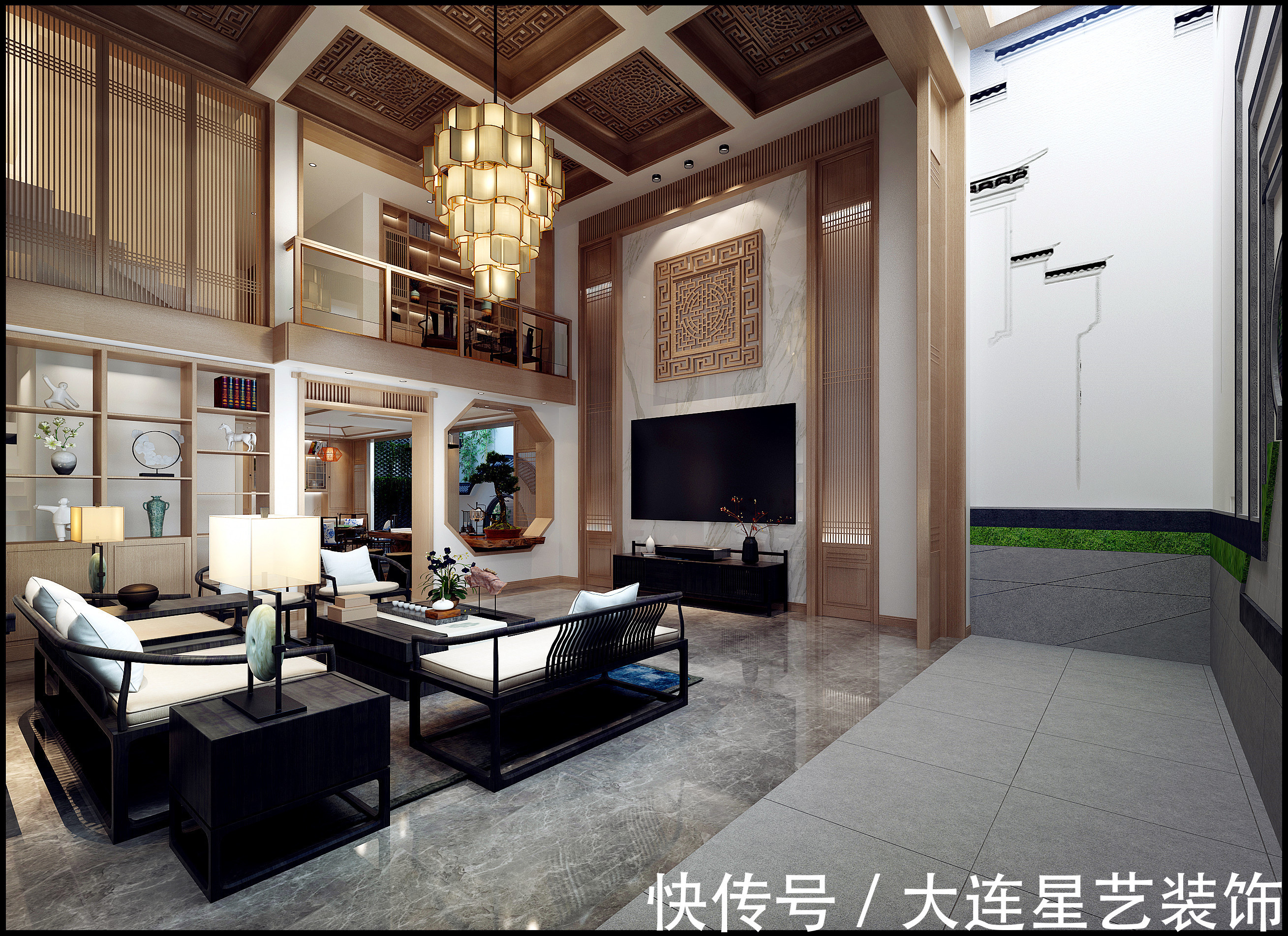 中式美式混搭风格|大连别墅装修| 四世同堂