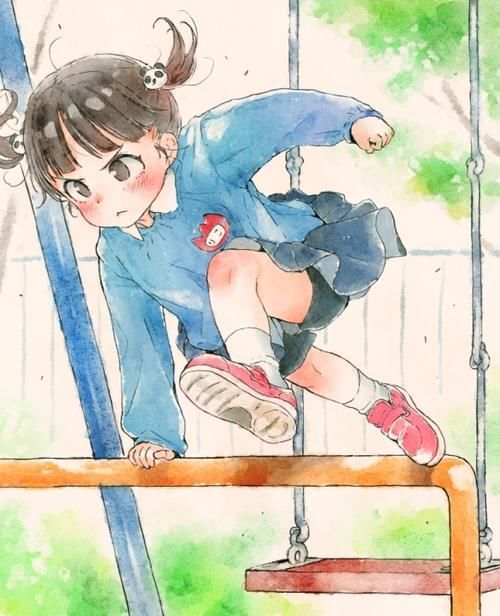 插画|乡民激推「幼稚园女孩的日常」插画!再现小浣熊威吓!