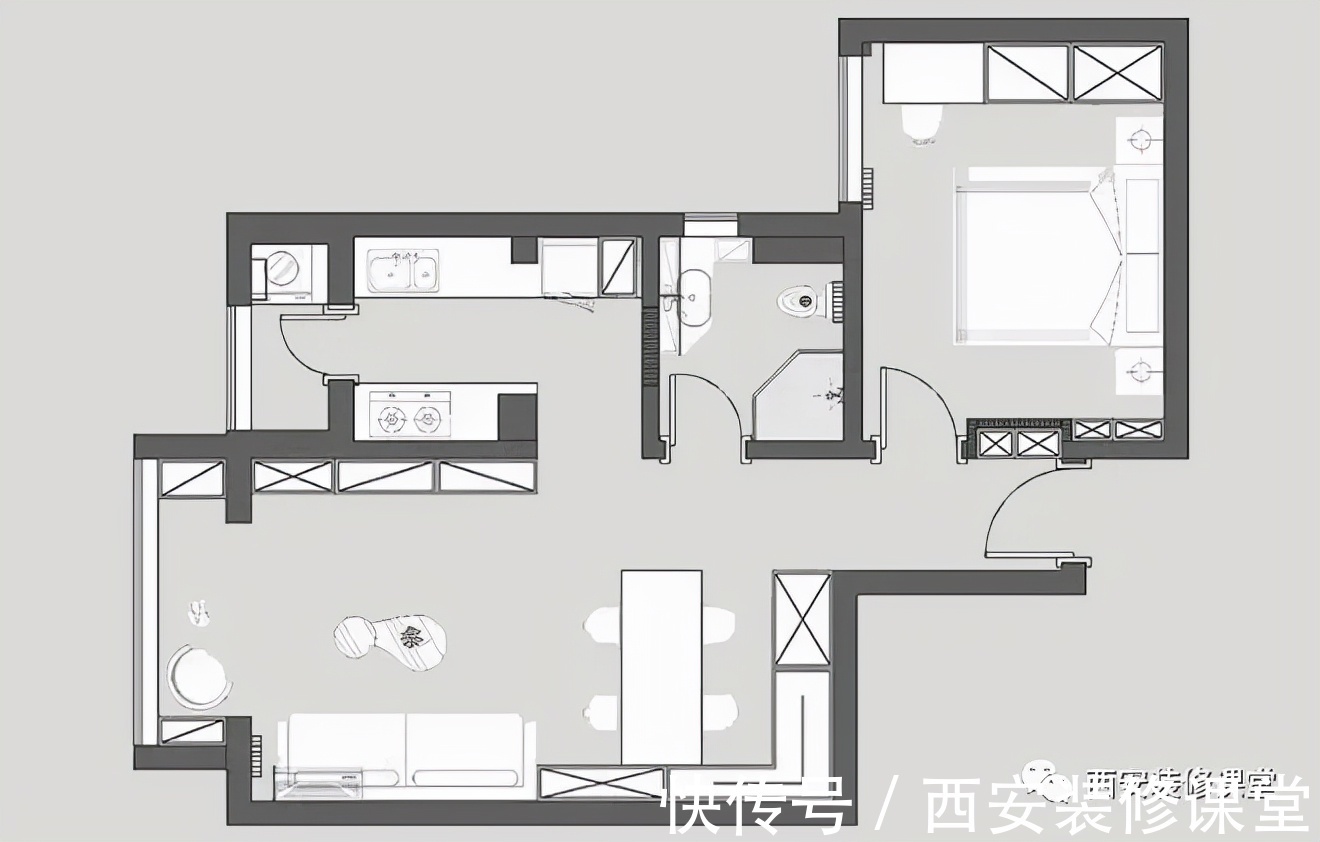 收纳|65㎡一室阳光户型,一人坐拥大客厅