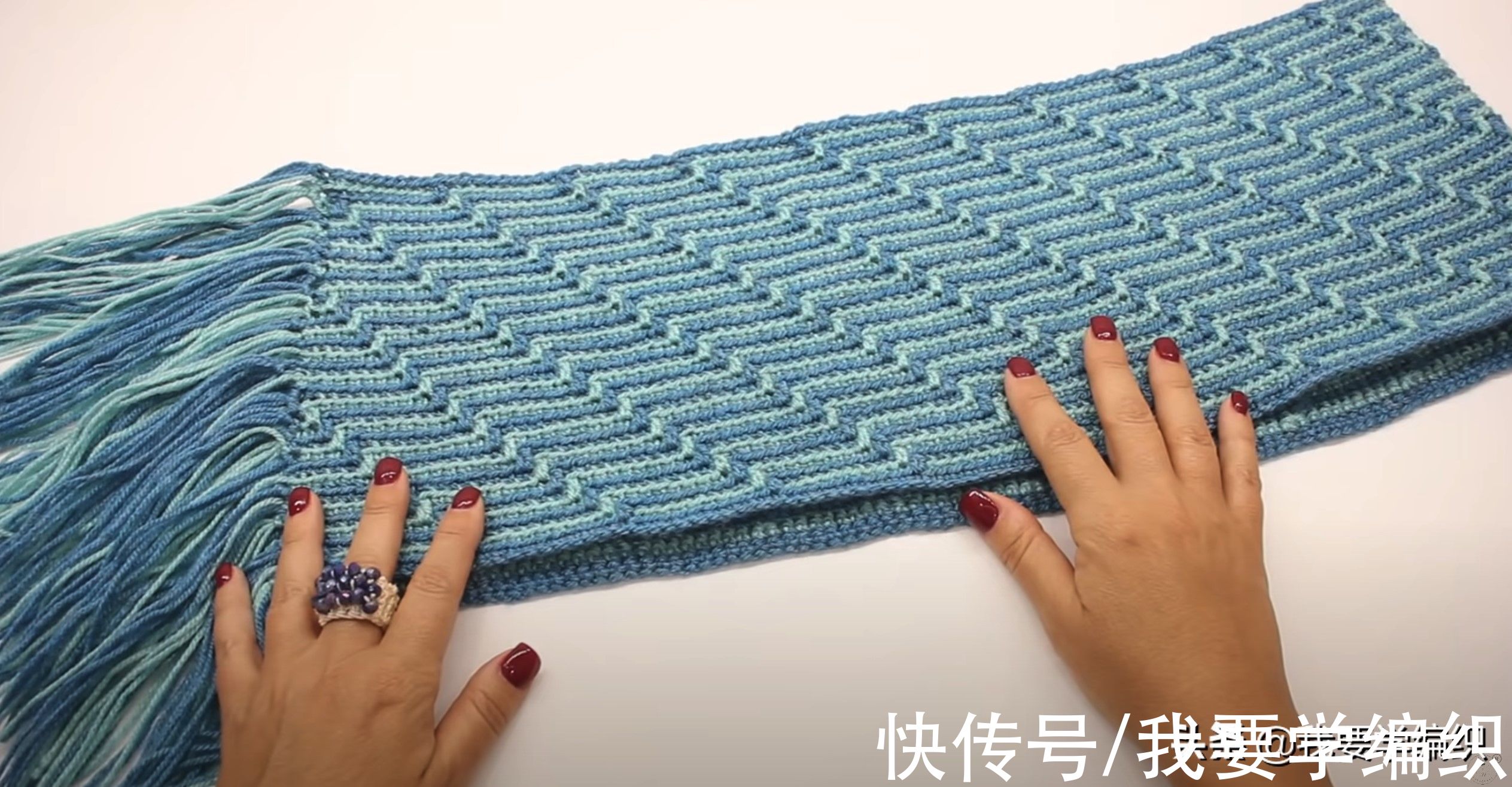 教程&暖冬三件套之围巾，马赛克花样围巾编织教程，好看时尚又很保暖