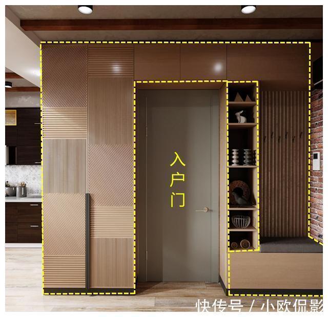 玄关|入户无玄关怎么办？绕门这样打柜子，各种功能都有了还美观