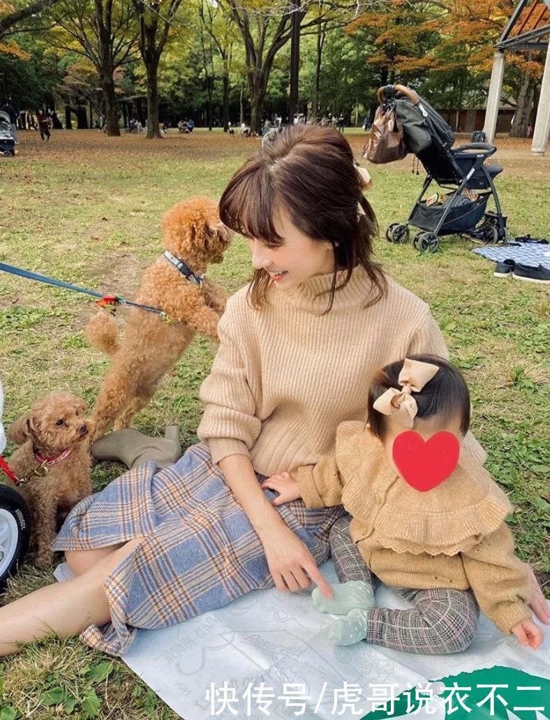  同色系|又被153cm日本宝妈惊艳到，优雅温柔又软妹，美得好像高中生