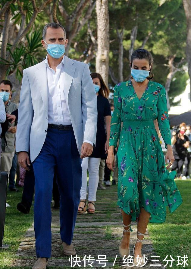 西班牙王后“巡游”开启穿鲜艳绿裙成森林仙子,47岁怎么这么嫩