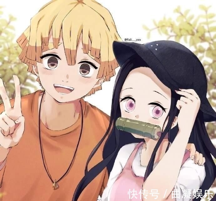 香奈|鬼灭之刃:善逸和祢豆子的婚纱照,祢豆子御姐范十足,善逸好臂力