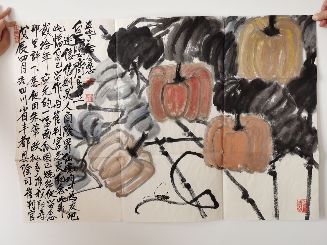 招财进宝#齐白石再传弟子-少白公子汤发周分享:自藏师父齐白石小女-齐良芷的最新横轴书画作品