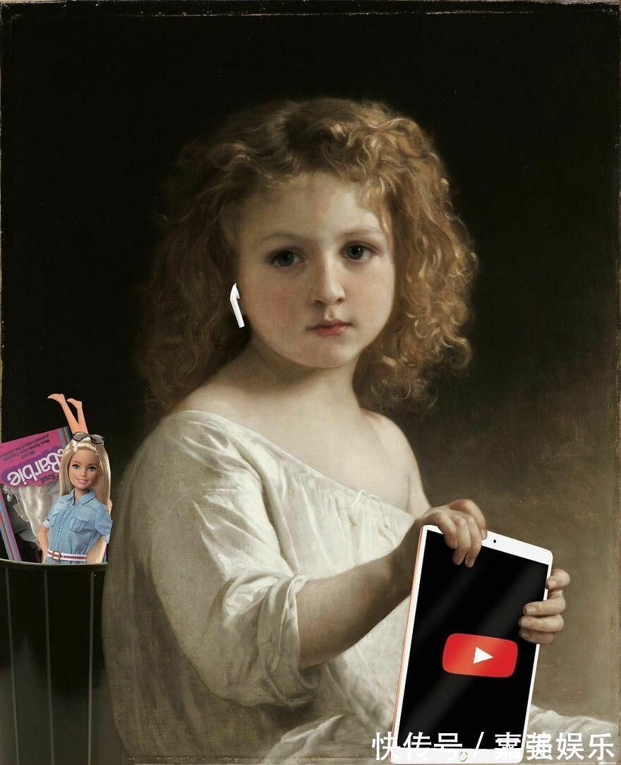 wada#古典油画里加了一个智能手机:几百年的代沟一下子消失了……