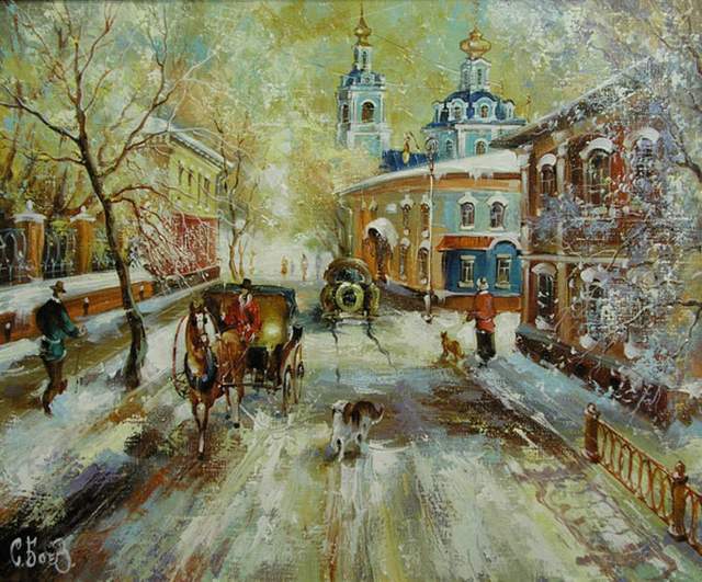 x90$俄罗斯画家尤里耶维奇的布面油画