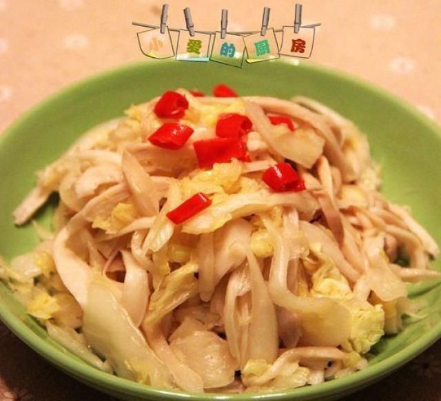 色香味|杏鲍菇拌白菜心,美味的开胃菜,充满了色香味,绝对是对你的贪心