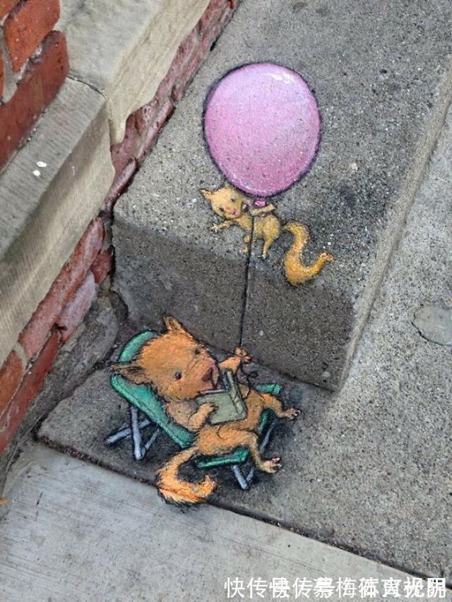 密歇根州!他用粉笔在街边“乱涂乱画”,吸引了百万粉丝,网友:能多来点吗