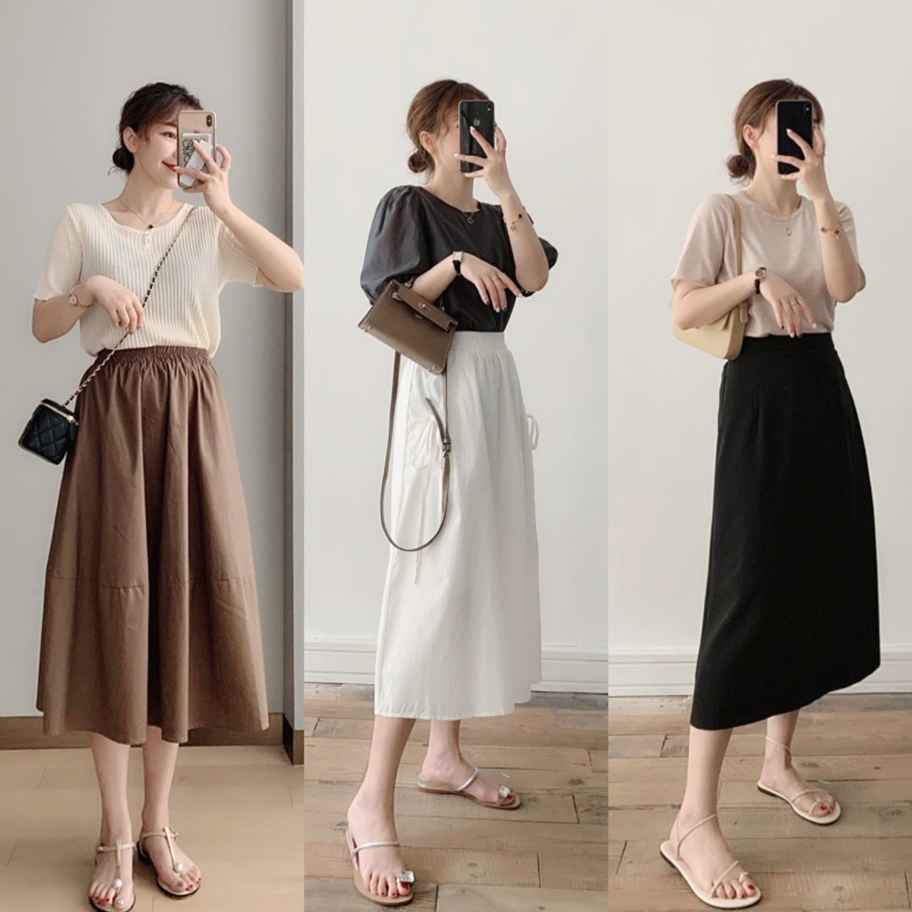 气质感|女生通勤穿搭建议,基础款上衣搭配半身裙,洋气显高又显瘦,好美