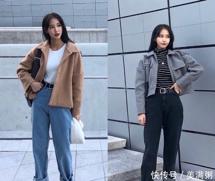 温柔有气质冬季穿搭,格纹上衣搭配直筒裤显女人味,做个精致女生