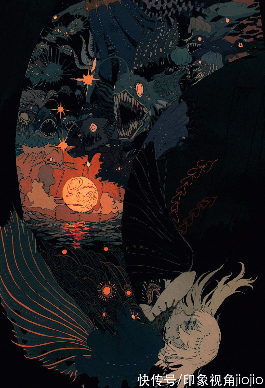 人物插画#平涂风格的幻想系人物插画,每一幅作品都似乎在讲故事