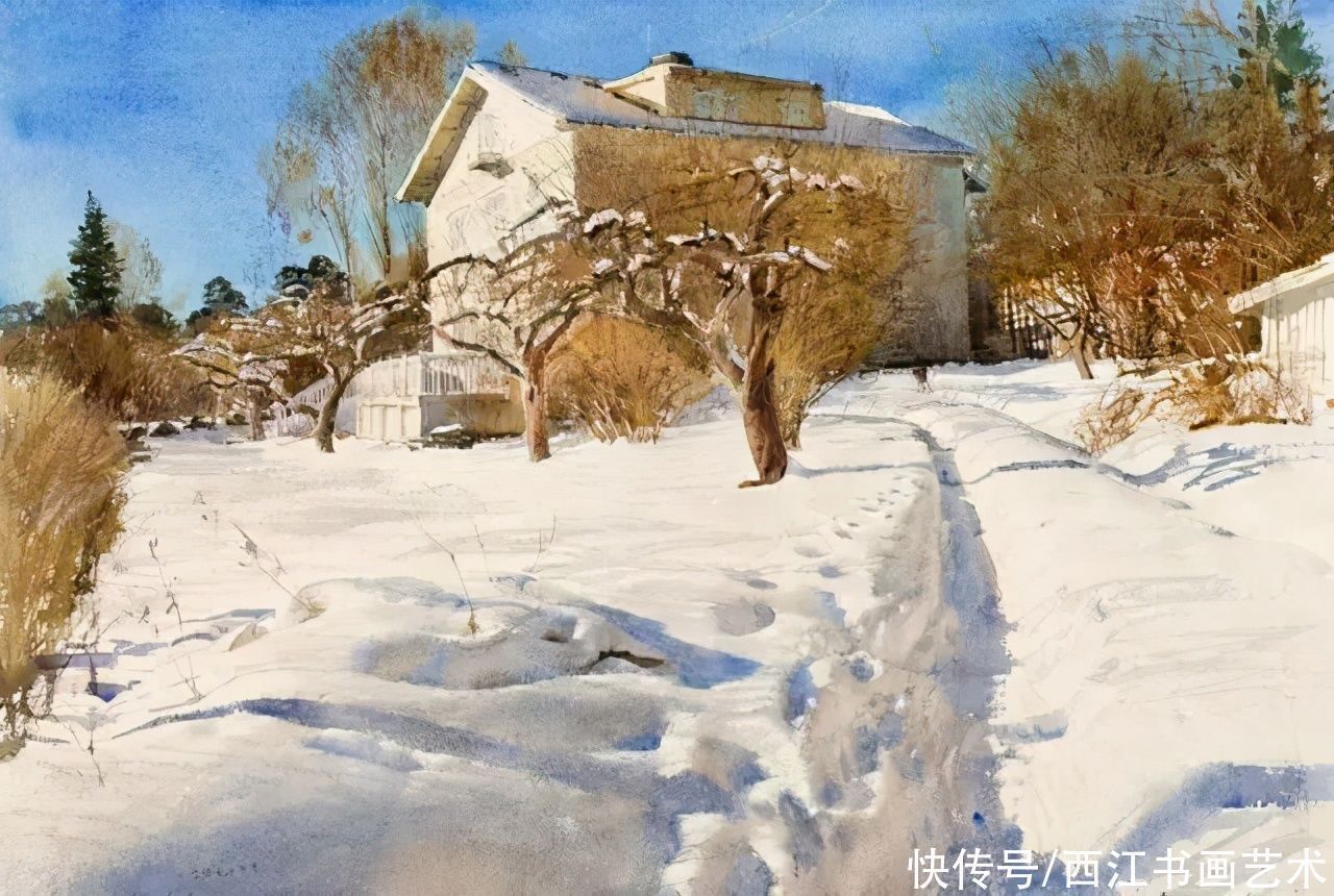 克拉科夫$这位瑞典水彩画家把海边的石头质感画得好极了