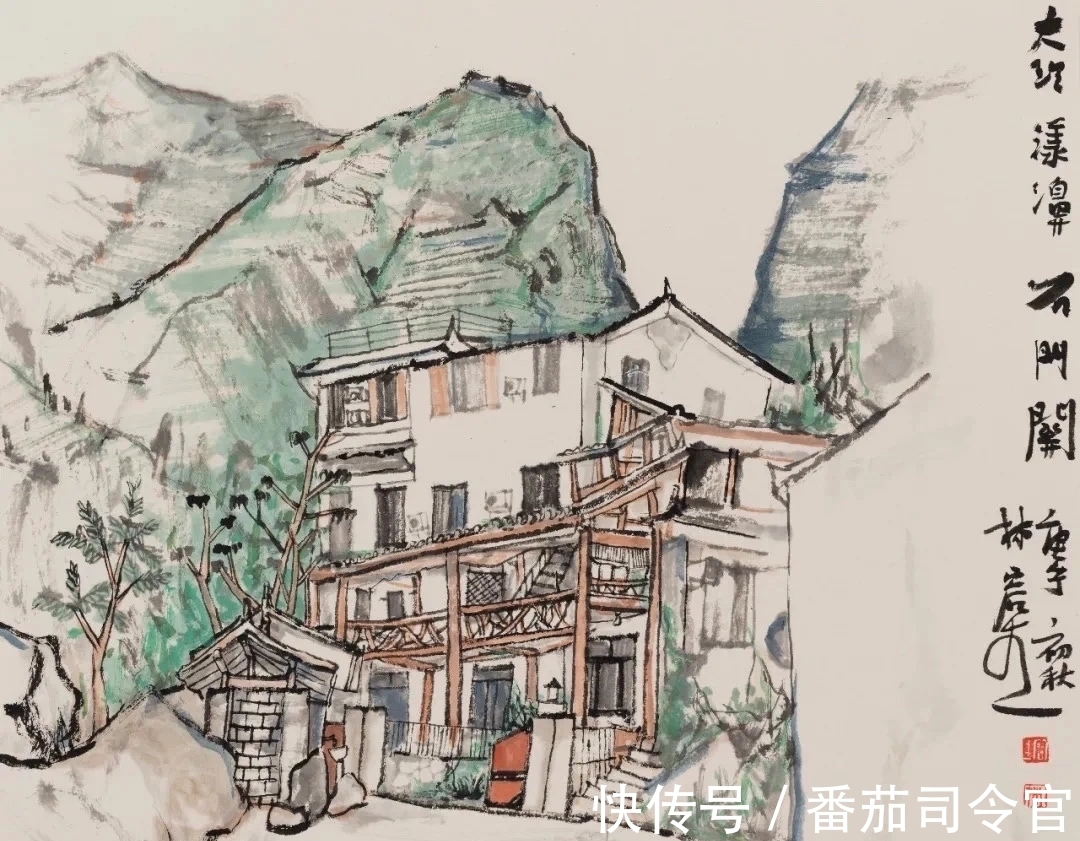 写意山水画|林容生一组写意山水画,每张都带高清局部,看清线的造型